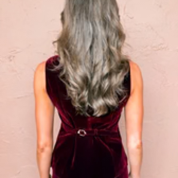 Moon River Elegant Burgundy Velvet Vest with Gold Buttons - Picture 3 of 3